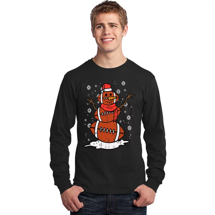 Christmas American Football Snowman Xmas Sport Long Sleeve Shirt