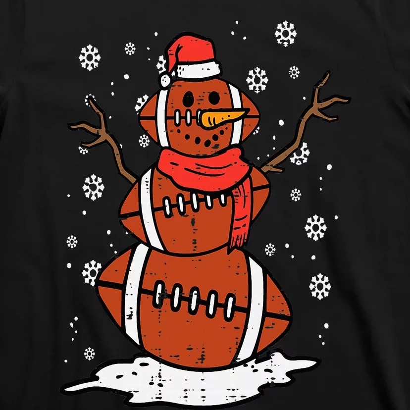 Christmas American Football Snowman Xmas Sport T-Shirt