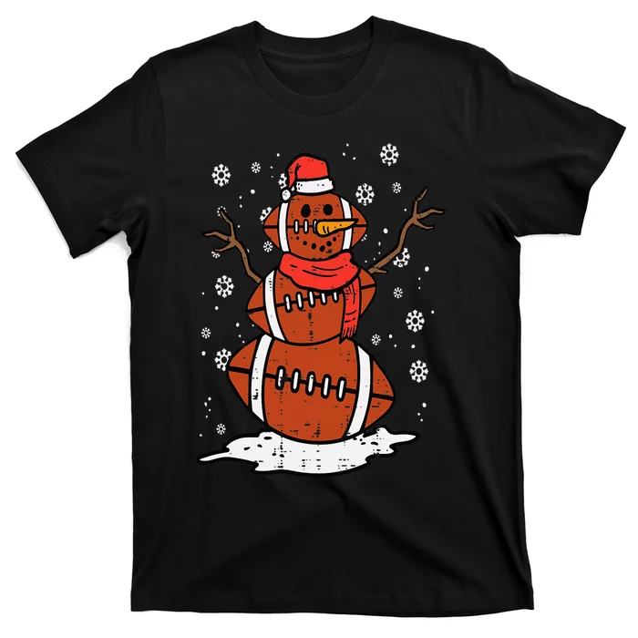 Christmas American Football Snowman Xmas Sport T-Shirt