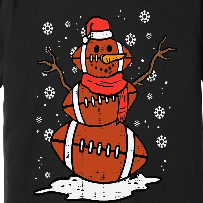 Christmas American Football Snowman Xmas Sport Premium T-Shirt