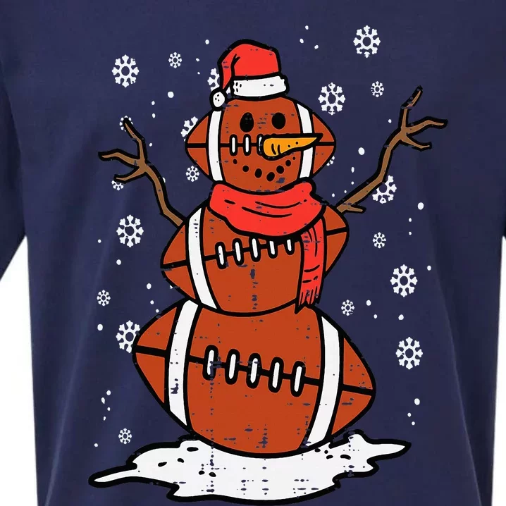 Christmas American Football Snowman Xmas Sport Sueded Cloud Jersey T-Shirt