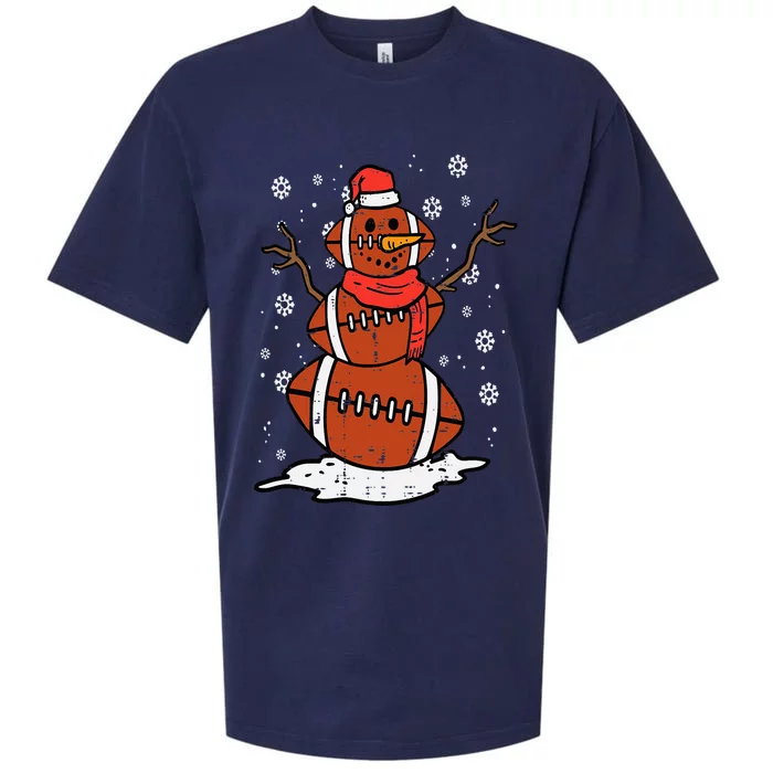 Christmas American Football Snowman Xmas Sport Sueded Cloud Jersey T-Shirt