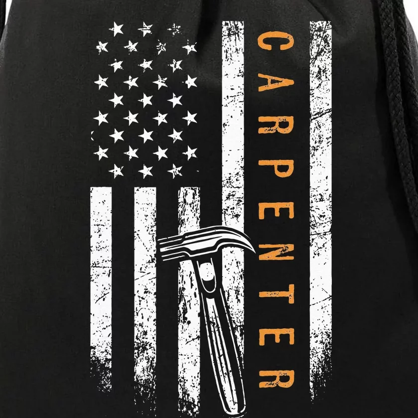 Carpenter American Flag Design Woodworking Carpentry Drawstring Bag