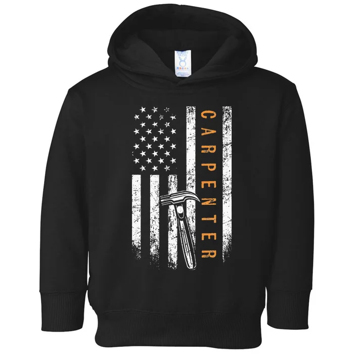 Carpenter American Flag Design Woodworking Carpentry Toddler Hoodie