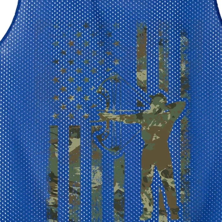 Camo American Flag Buck Hunting Gift For Bow Hunter Funny Gift Mesh Reversible Basketball Jersey Tank