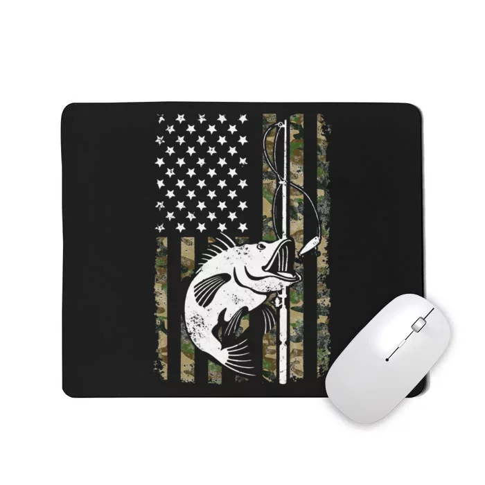 Camouflage American Flag Bass Fishing Gift Fisherman Mousepad