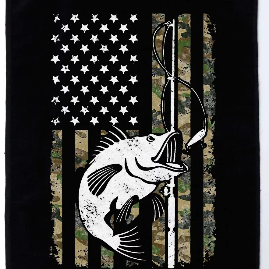 Camouflage American Flag Bass Fishing Gift Fisherman Platinum Collection Golf Towel