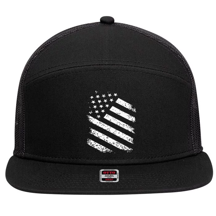 Classic American Flag Image 7 Panel Mesh Trucker Snapback Hat