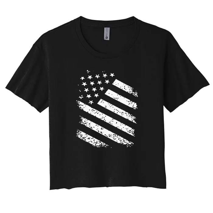 Classic American Flag Image Women's Crop Top Tee