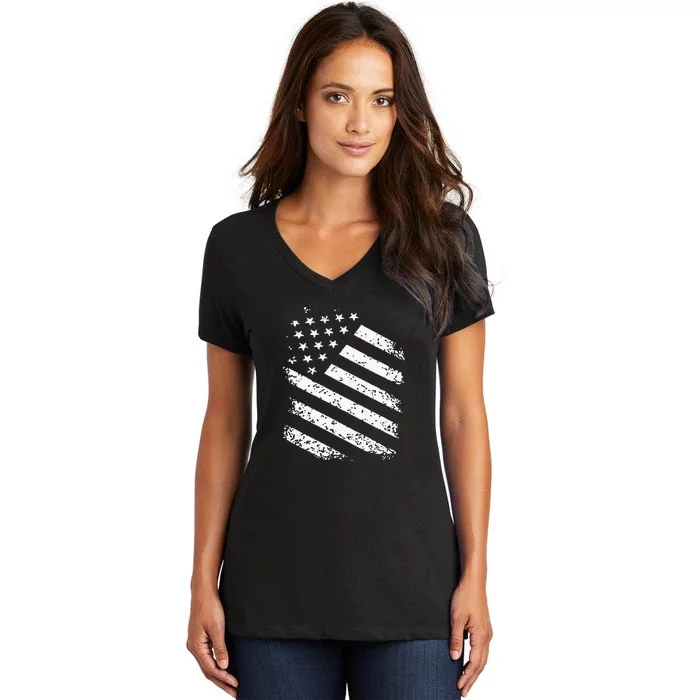 Classic American Flag Image Women's V-Neck T-Shirt