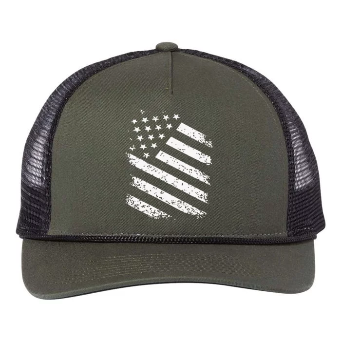 Classic American Flag Image Retro Rope Trucker Hat Cap