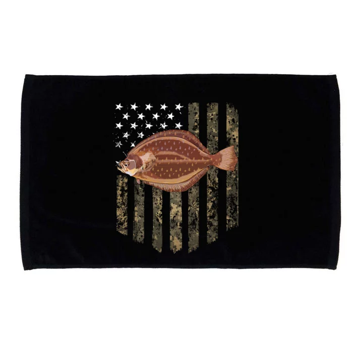 Camo American Flag Flounder Fishing 4th Of July Cool Gift Microfiber Hand Towel