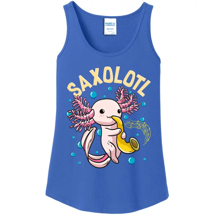 Cute And Funny Saxolotl Adorable Sax Playing Axolotl Animal Gift Ladies Essential Tank