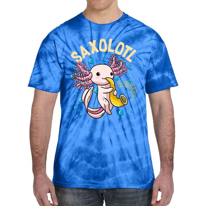 Cute And Funny Saxolotl Adorable Sax Playing Axolotl Animal Gift Tie-Dye T-Shirt