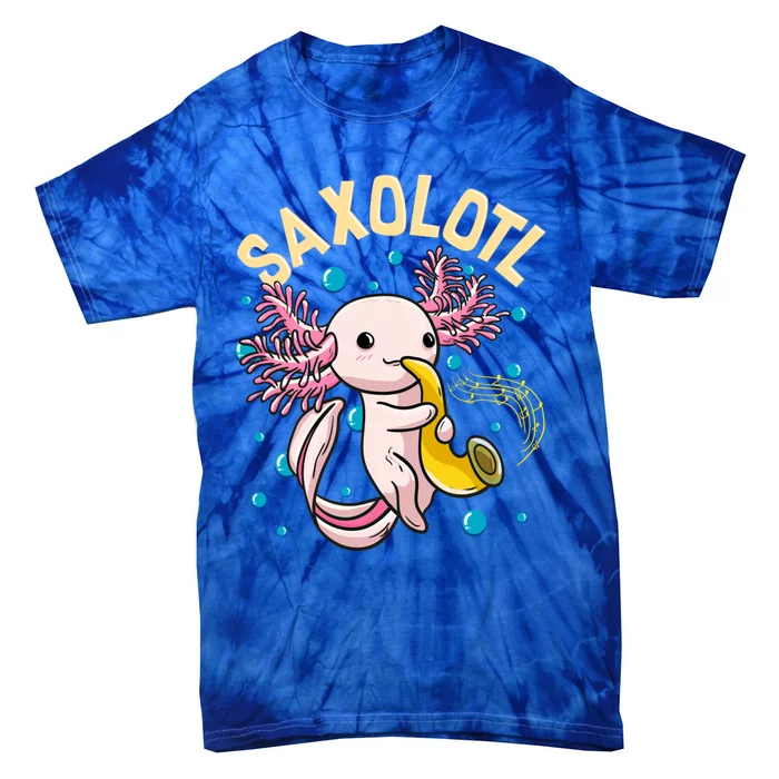 Cute And Funny Saxolotl Adorable Sax Playing Axolotl Animal Gift Tie-Dye T-Shirt