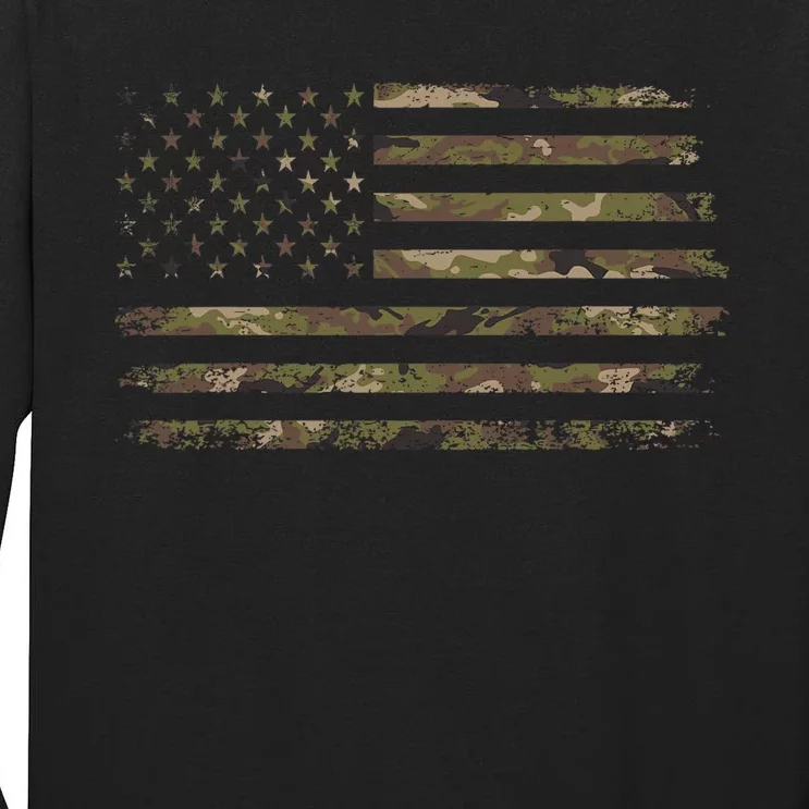 Camo American Flag Usa Camouflage Tall Long Sleeve T-Shirt