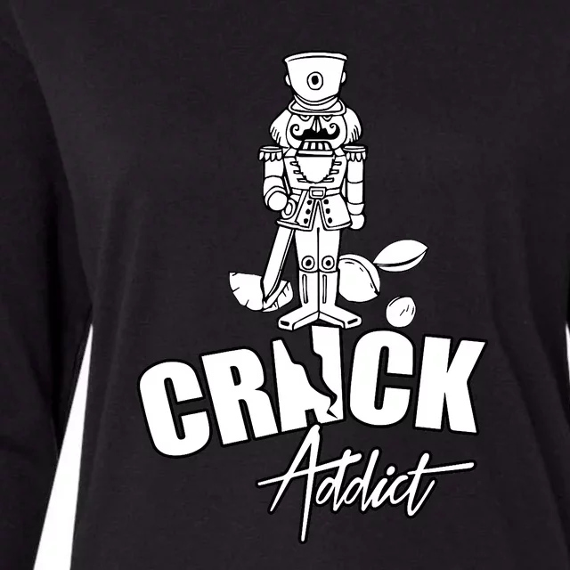 Crack Addict Funny Nutcracker Christmas Sayings Womens Cotton Relaxed Long Sleeve T-Shirt