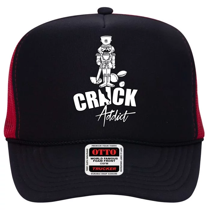 Crack Addict Funny Nutcracker Christmas Sayings High Crown Mesh Trucker Hat