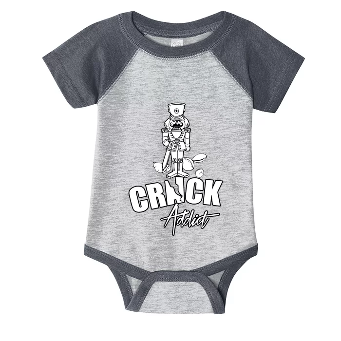 Crack Addict Funny Nutcracker Christmas Sayings Infant Baby Jersey Bodysuit