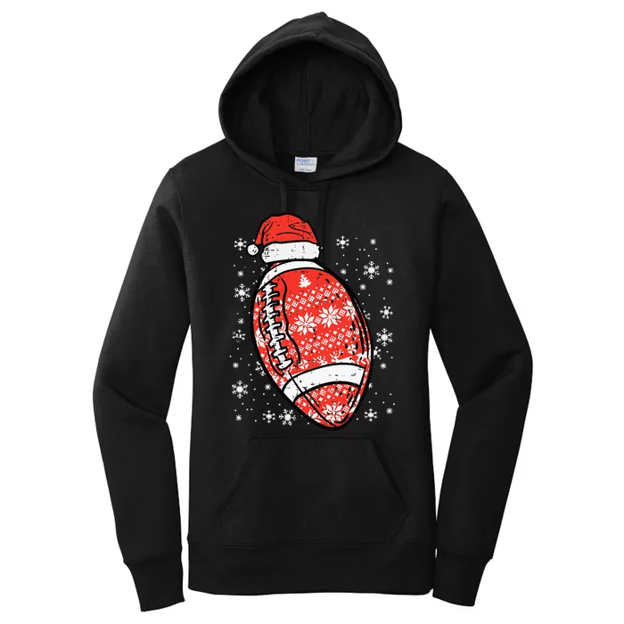 Christmas American Football Santa Xmas Sports funny Women's Pullover Hoodie