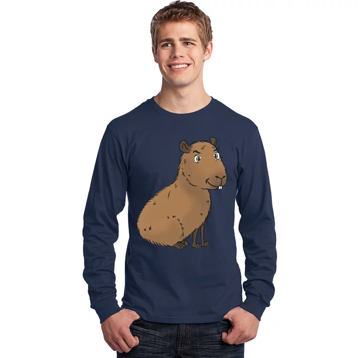 Cute And Funny Capybara Meme Long Sleeve Shirt