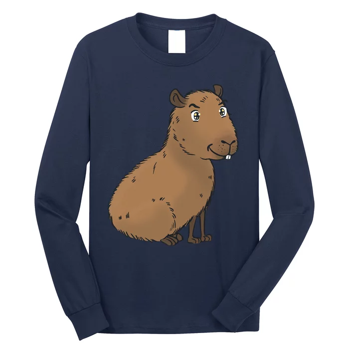 Cute And Funny Capybara Meme Long Sleeve Shirt