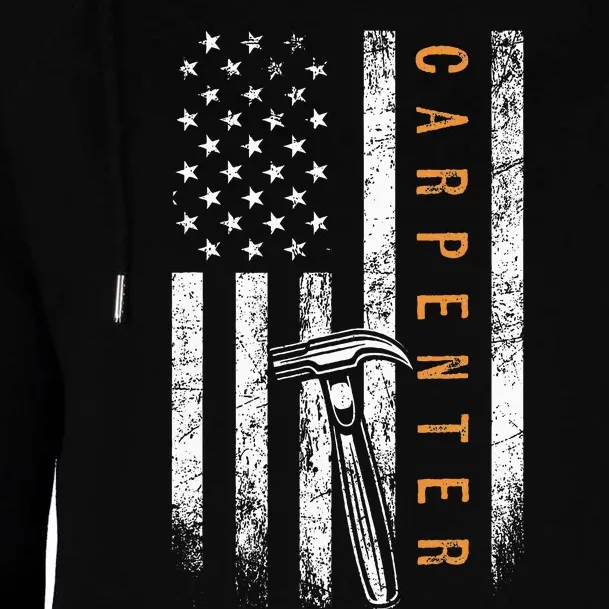 Carpenter American Flag Design Woodworking Carpentry Womens Funnel Neck Pullover Hood