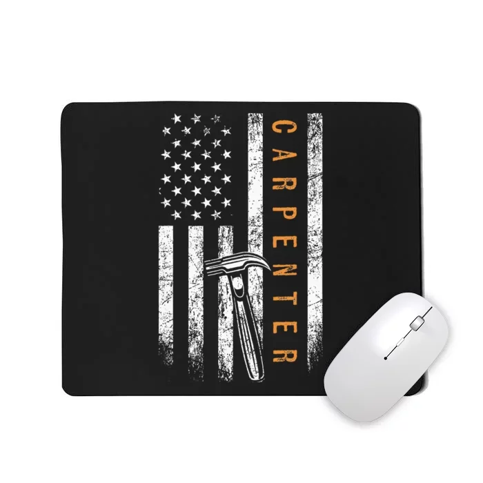 Carpenter American Flag Design Woodworking Carpentry Mousepad