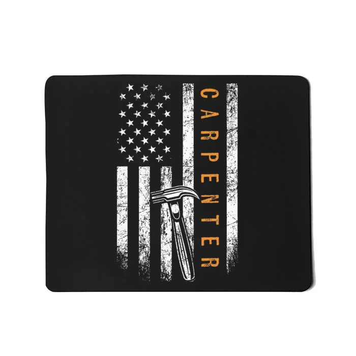 Carpenter American Flag Design Woodworking Carpentry Mousepad