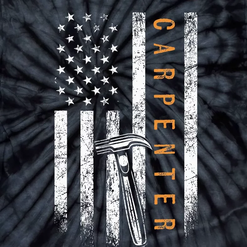 Carpenter American Flag Design Woodworking Carpentry Tie-Dye T-Shirt