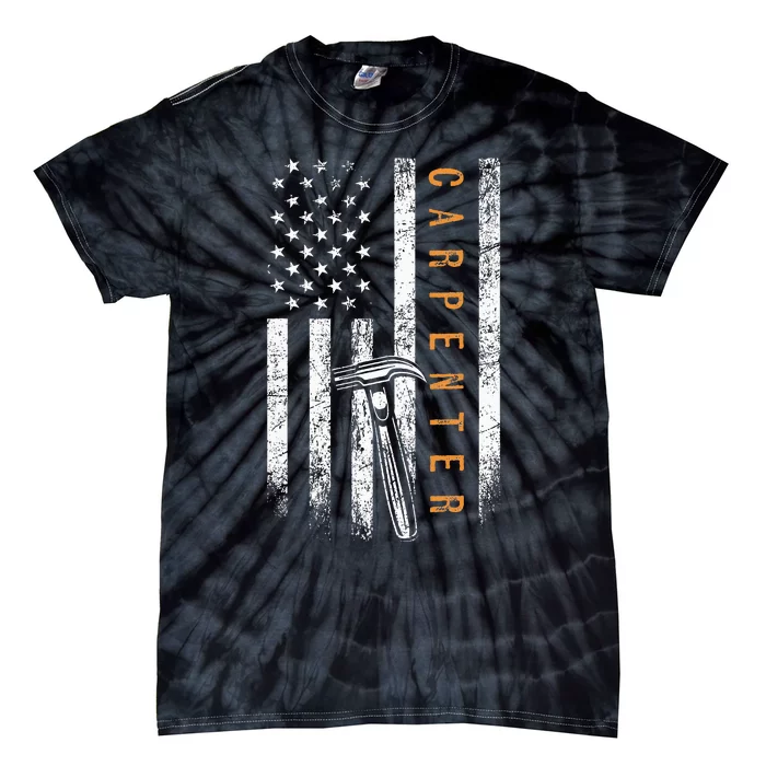 Carpenter American Flag Design Woodworking Carpentry Tie-Dye T-Shirt