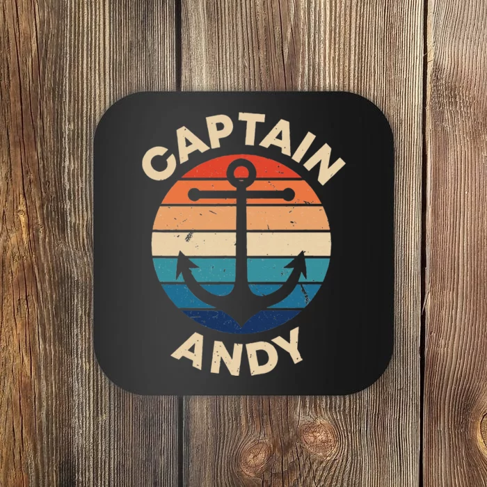 Captain Andy Funny First Name Humor Nickname Seaman Vintage Coaster