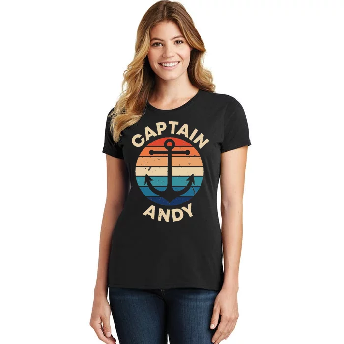 Captain Andy Funny First Name Humor Nickname Seaman Vintage Women's T-Shirt