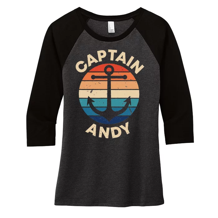 Captain Andy Funny First Name Humor Nickname Seaman Vintage Women's Tri-Blend 3/4-Sleeve Raglan Shirt