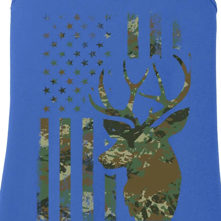 Camo American Flag Buck Hunting Gift For Elk Deer Hunter Gift Ladies Essential Tank