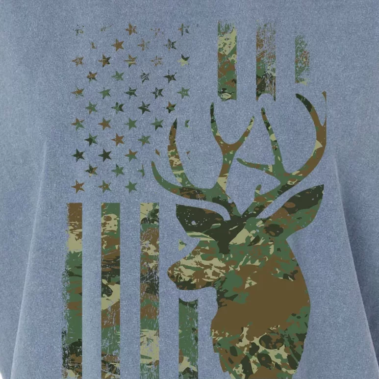 Camo American Flag Buck Hunting Gift For Elk Deer Hunter Gift Garment-Dyed Women's Muscle Tee