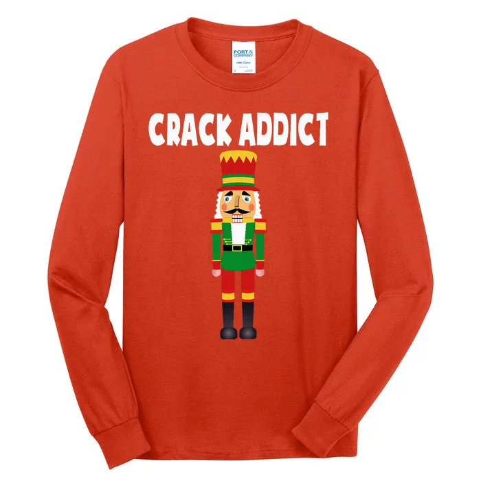 Crack Addict Funny Nutcracker Christmas Sayings Tall Long Sleeve T-Shirt