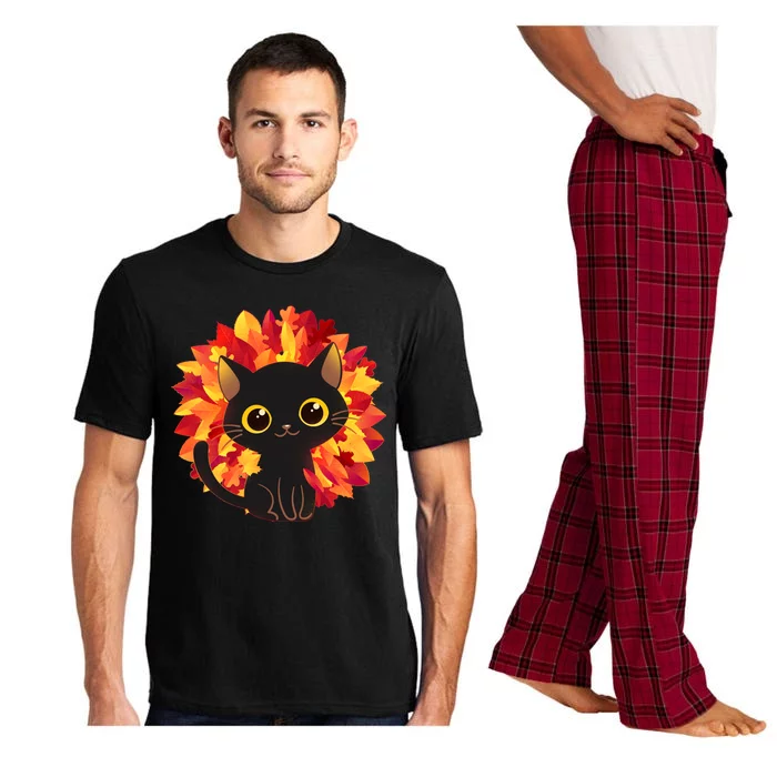 Cute Autumn Fall Black Cat Pajama Set