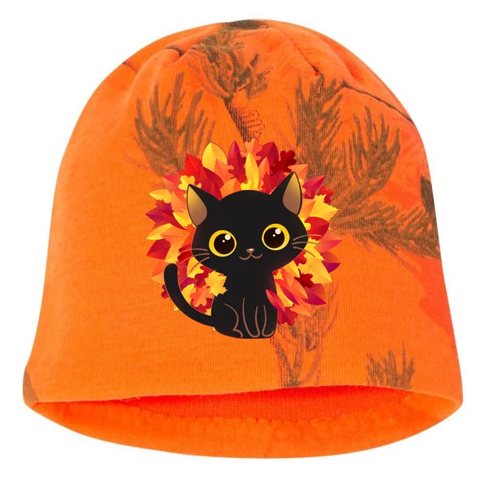 Cute Autumn Fall Black Cat Kati - Camo Knit Beanie