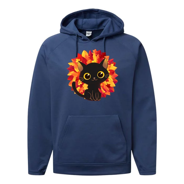 Cute Autumn Fall Black Cat Performance Fleece Hoodie