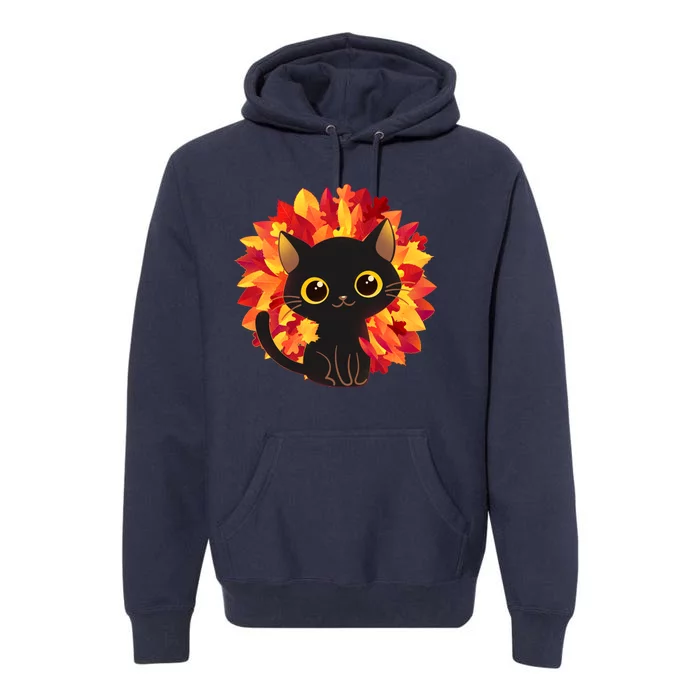 Cute Autumn Fall Black Cat Premium Hoodie