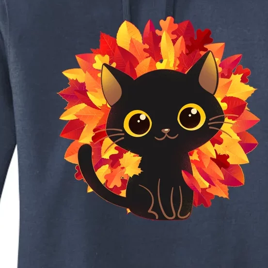 Cute Autumn Fall Black Cat Women's Pullover Hoodie