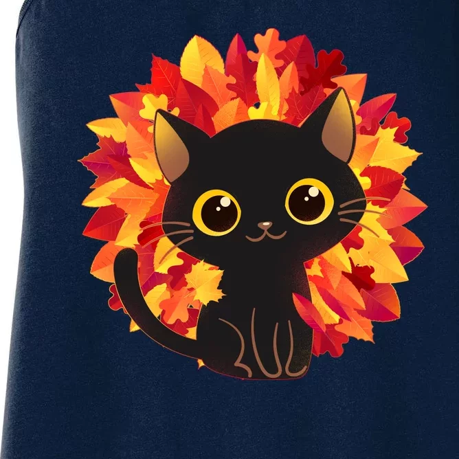 Cute Autumn Fall Black Cat Women's Racerback Tank