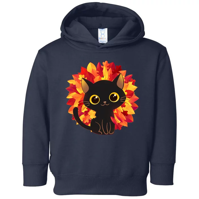 Cute Autumn Fall Black Cat Toddler Hoodie