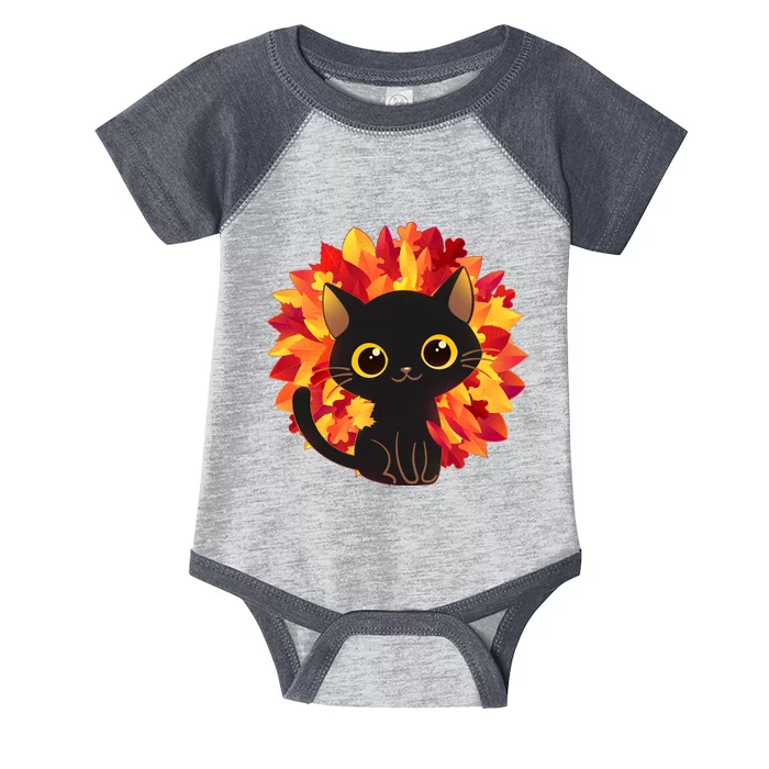 Cute Autumn Fall Black Cat Infant Baby Jersey Bodysuit