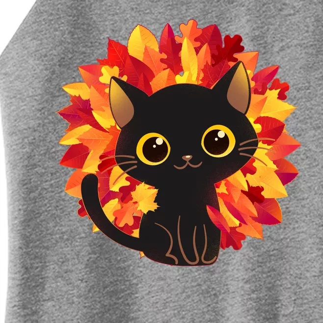 Cute Autumn Fall Black Cat Women’s Perfect Tri Rocker Tank