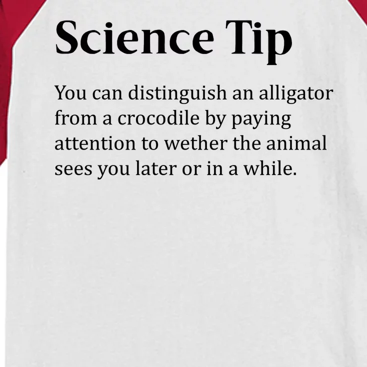 Crocodile Alligator Funny Science Tip Kids Colorblock Raglan Jersey