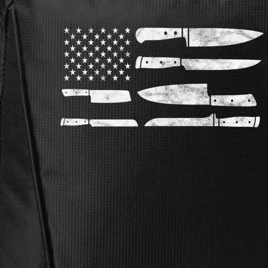 Chef American Flag Kitchen Knives Cooking Patriotic Gift City Backpack