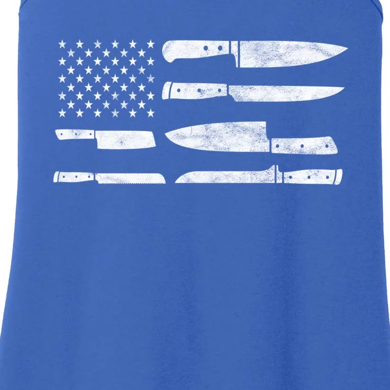 Chef American Flag Kitchen Knives Cooking Patriotic Gift Ladies Essential Tank