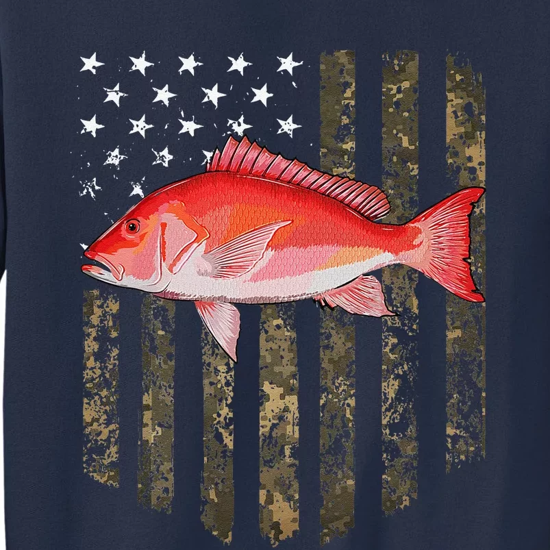 Camo American Flag Red Snapper Fishing 4th Of July Sweatshirt